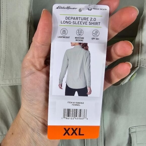 Eddie Bauer Departure 2.0 Long Sleeve Button Up Shirt XXL Stretchy Pastel Hiking - Picture 8 of 11